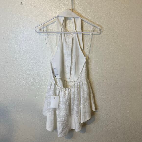 C/MEO Collective White High Neck Open Back Peplum NWT - Picture 8 of 9